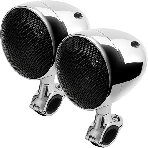 Description ... Premium Custom Chrome speakers with FULLY MARINIZED Polk Speakers. Very similar to our 4in speakers, but with a larger speaker in a larger housing ...